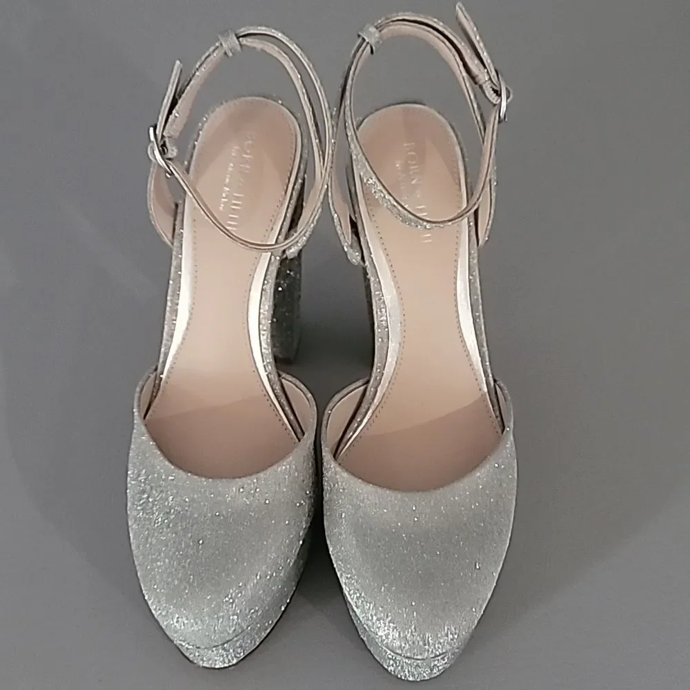 Born on Fifth x Antonio Melani Liv Metallic Glitter Closed Toe Platform Pumps 8M
